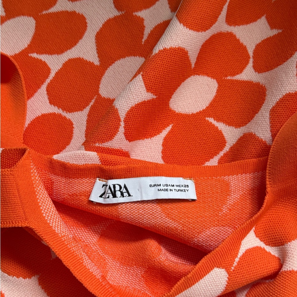 Zara Orange Floral Knit Dress